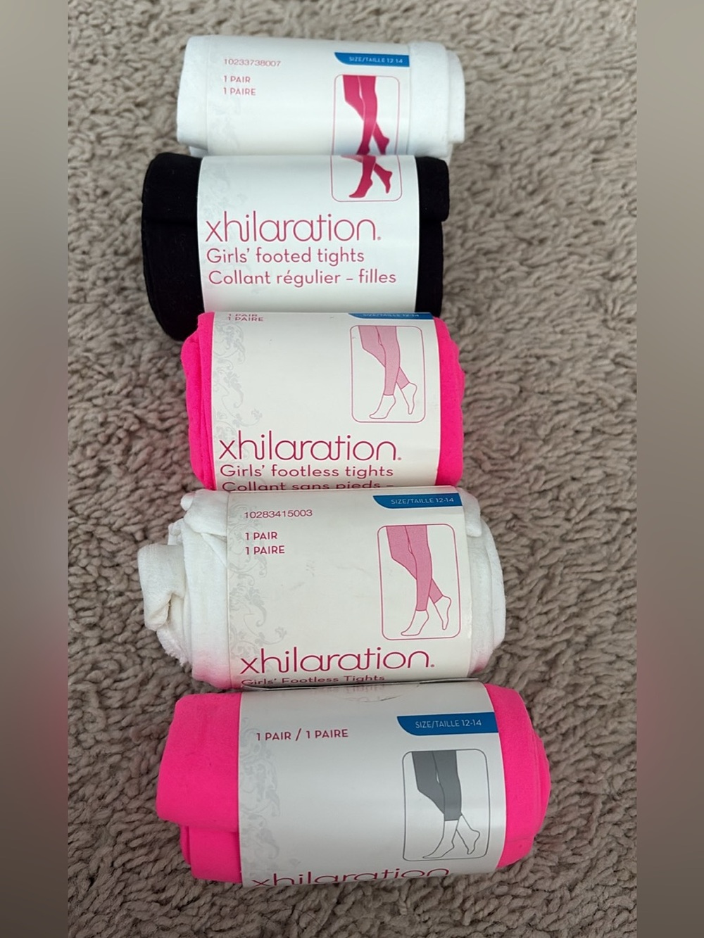 Xhilaration Girls' Footless Tights - Hot Pink, White, Black